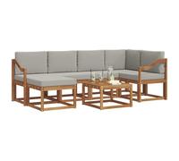 vidaXL Set di divani da esterno 7 pcs Grigio Naturale e Chiaro, Giardino, Moderno, Durevole Set di Divani Angolari da Esterno, Mobili da Patio, Comfort per Vita Indoor in Terrazza