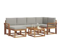 vidaXL Set di divani da esterno 7 pcs Grigio Naturale e Chiaro, Giardino, Moderno, Durevole Set di Divani Angolari da Esterno, Mobili da Patio, Comfort per Vita Indoor in Terrazza