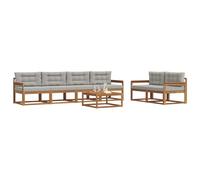 vidaXL Set di divani da esterno 7 pcs Grigio Naturale e Chiaro, Mobili da giardino, set divani moderni, posti a sedere sectional, divani per patio, relax per il tuo giardino