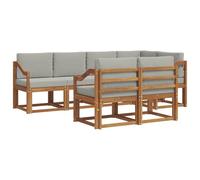 vidaXL Set di divani da esterno 7 pcs Grigio Naturale e Chiaro, Set da giardino, divano esterno moderno, mobili da patio confortevoli, sezionale in legno massello, divano versatile per il giardino
