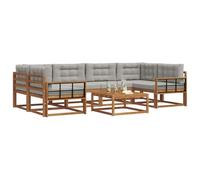 vidaXL Set di divani da esterno 7 pcs Grigio Naturale e Chiaro, Set di divani da esterno moderno, mobili da giardino durevoli per posti a sedere in patio, lounge a bordo piscina