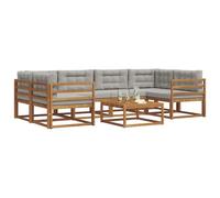vidaXL Set di divani da esterno 7 pcs Grigio Naturale e Chiaro, Set di divani da esterno moderno, mobili da giardino durevoli per posti a sedere in patio, lounge a bordo piscina