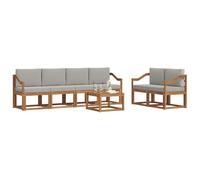 vidaXL Set di divani da esterno 7 pcs Grigio Naturale e Chiaro, Set di divani da giardino in legno di acacia, mobili moderni, elegante lounge, design ergonomico