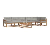 vidaXL Set di divani da esterno 7 pcs Grigio Naturale e Chiaro, Set di divani da giardino, Sezionali moderni, Mobili da esterno durevoli, Patio regolabile per spazi abitativi