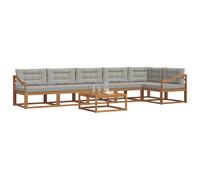 vidaXL Set di divani da esterno 7 pcs Grigio Naturale e Chiaro, Set di divani da giardino, Sezionali moderni, Mobili da esterno durevoli, Patio regolabile per spazi abitativi