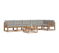 vidaXL Set di divani da esterno 7 pcs Grigio Naturale e Chiaro, Set di divani da giardino, Sezionali moderni, Mobili da esterno durevoli, Patio regolabile per spazi abitativi
