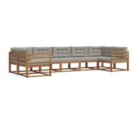vidaXL Set di divani da esterno 7 pcs Grigio Naturale e Chiaro, Set Divano da Esterno Moderno, Mobili da Patio Eleganti, Lounge da Giardino, Sezionale per Relax nel Cortile e a Bordo Piscina