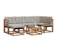 vidaXL Set di divani da esterno 7 pcs Grigio Naturale e Chiaro, Set divano da giardino, arredamento moderno per esterni, confortevole e resistente per il tuo relax in piscina