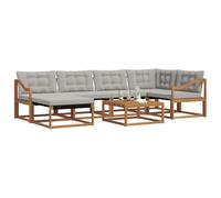 vidaXL Set di divani da esterno 7 pcs Grigio Naturale e Chiaro, Set Divano Giardino Moderno, Arredo Esterno Resistente, Comodo per Terrazzo, Struttura in Acacia