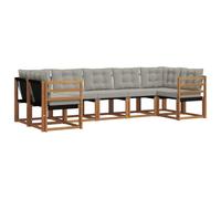vidaXL Set di divani da esterno 7 pcs Grigio Naturale e Chiaro, Set lounge da giardino comodo, divano moderno all'aperto, seduta resistente, elegante mobili in acacia