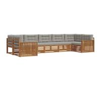 vidaXL Set di divani da esterno 7 pcs Grigio Naturale e Chiaro, Sofà moderni da giardino, mobili resistenti per esterni, comodi per il patio e funzionali per rilassarsi