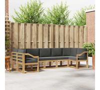 vidaXL Set di divani da esterno, 7 pezzi, bianco e antracite, set divano da giardino, modulare moderno, per esterni, mobili in legno di acacia, zona relax nel patio