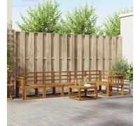 vidaXL Set di divani da esterno 7 pcs Naturale, Set di lounge per esterni moderno, legno di acacia resistente, design a doghe, divano angolare, resistente alle intemperie, mobili da giardino