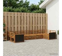 vidaXL Set di divani da esterno 7 pcs Naturale, Divano moderno da giardino, mobili outdoor resistenti, design minimal, comfort e relax