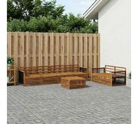 vidaXL Set di divani da esterno 7 pcs Naturale, Divano da Giardino, Set Sezionale Moderno per Patio e Terrazza, Comodo e alla Moda