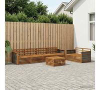 vidaXL Set di divani da esterno 7 pcs Naturale, Divano da Giardino, Set Sezionale Moderno per Patio e Terrazza, Comodo e alla Moda