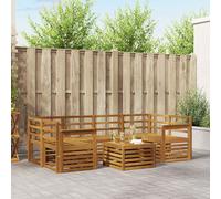 vidaXL Set divani 7 pcs Naturale Legno di Acacia Massello, Divano sezionale da giardino, mobile lounge resistente, set per patio moderno perfetto per vivere all'aperto