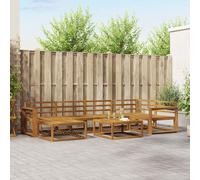 vidaXL Set di divani da esterno 7 pcs Naturale, Divano per esterni, seduta modulare, mobili da patio resistenti, disposizione flessibile per il relax in giardino e vicino alla piscina