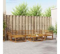 vidaXL Set di divani da esterno 7 pcs Naturale, Divano per esterni, seduta modulare, mobili da patio resistenti, disposizione flessibile per il relax in giardino e vicino alla piscina