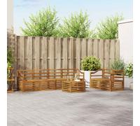 vidaXL Set divani 7 pcs Naturale Legno di Acacia Massello, Divano da Giardino, Sezionale Moderno, Mobili Resistenti, Lounge Patio, Set Confortevole per Esterni