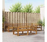 vidaXL Set di divani da esterno 7 pcs Naturale, Set di Sofà in Legno di Acacia, Mobili da Giardino Modulari Resistenti alle Intemperie, Lounge da Esterno, Disposizione Flessibile dei Posti Sezionali