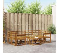 vidaXL Set di divani da esterno 7 pcs Naturale, Lounge da giardino esterno, set di divani sezionali moderni, mobilio durevole per piscina, disposizione in legno per relax