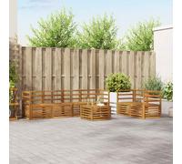 vidaXL Set divani 7 pcs Naturale Legno di Acacia Massello, Divano da Giardino, Sezionale Moderno, Mobili Resistenti, Lounge Patio, Set Confortevole per Esterni