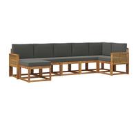 vidaXL Set di divani da esterno 7 pcs Naturale e Antracite Poliestere, Divano Esterno in Legno di Acacia, Design Moderno, Seduta Flessibile per Patio e Giardino, Relax nel Cortile