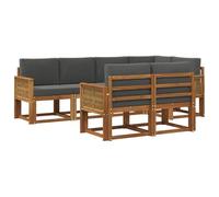vidaXL Set di divani da esterno 7 pcs Naturale e Antracite Poliestere, Mobili da esterno, set salotto moderno, divano sezionale resistente al tempo, posti per il tuo patio