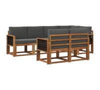 vidaXL Set di divani da esterno 7 pcs Naturale e Antracite Poliestere, Mobili da esterno, set salotto moderno, divano sezionale resistente al tempo, posti per il tuo patio