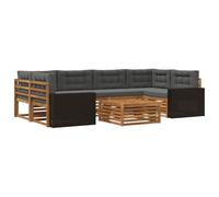 vidaXL Set di divani da esterno 7 pcs Naturale e Antracite Poliestere, Set Confortevole per Esterni, Divano Sezionale Moderno, Arredo Patio e Giardino