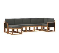 vidaXL Set di divani da esterno 7 pcs Naturale e Antracite Poliestere, Set Divano Modulare da Giardino, Salotto Esterno Moderno, Mobili Patio in Legno Acacia, Resistente agli Agenti Atmosferici