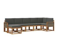 vidaXL Set di divani da esterno 7 pcs Naturale e Antracite Poliestere, Divano Esterno in Legno di Acacia, Design Moderno, Seduta Flessibile per Patio e Giardino, Relax nel Cortile