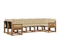 vidaXL Set di divani da esterno 7 pcs Naturale e Beige, Set Lounge da Giardino Moderno, Divano Robusto, Patio Elegante, Mobili Esterni per un Comfort Assoluto