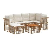 vidaXL Set di divani da esterno 7 pcs Naturale e Bianco Crema, Divano Modulare da Esterno, Design Moderno, Resistente agli Intemperie, Piedini Regolabili, Set da Giardino