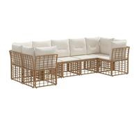 vidaXL Set di divani da esterno 7 pcs Naturale e Bianco Crema, Set Elegante di Mobili da Giardino, Divano in Rattan, Sedie Resistenti, Modulare e Lounge Per Relax
