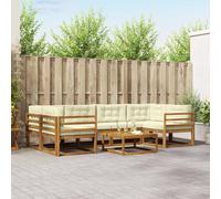 vidaXL Set di divani da esterno con cuscino 7 pcs Naturale e Crema, Set di divani da esterno moderno, mobili da giardino durevoli per posti a sedere in patio, lounge a bordo piscina, divano da giardi
