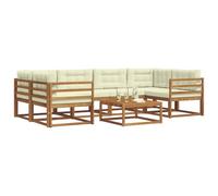 vidaXL Set di divani da esterno con cuscino 7 pcs Naturale e Crema, Set di divani da esterno moderno, mobili da giardino durevoli per posti a sedere in patio, lounge a bordo piscina, divano da giardi