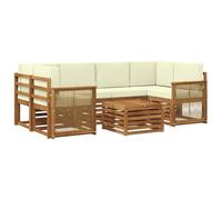 vidaXL Set di divani da esterno 7 pcs Naturale e Crema, Divano da giardino, set esterno moderno, mobili resistenti per lounge, terrazzo e comfort