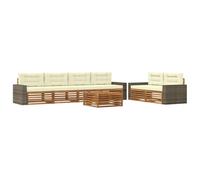 vidaXL Set di divani da esterno 7 pcs Naturale e Crema Poliestere, Divano da giardino, moderno e resistente, set per relax all'aperto, comfort per il tuo patio