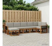 vidaXL Set di divani da esterno 7 pcs Naturale e Grigio Chiaro