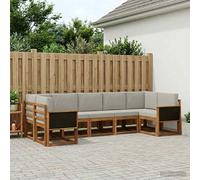 vidaXL Set di divani da esterno 7 pcs Naturale e Grigio Chiaro, Set Divano da Giardino, Modulo Outdoor, Sezione Patio, Arredo in Acacia, Lounge in Giardino, Posto in Terrazza