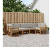 vidaXL Set di divani da esterno 7 pcs Naturale e Grigio Chiaro, Set Divano da Giardino, Modulo Outdoor, Sezione Patio, Arredo in Acacia, Lounge in Giardino, Posto in Terrazza