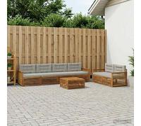 vidaXL Set di divani da esterno 7 pcs Naturale e Grigio Chiaro, Divano da Giardino, Set Sezionale Moderno per Patio e Terrazza, Comodo e alla Moda