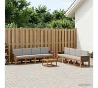 vidaXL Set di divani da esterno 7 pcs Naturale e Grigio Chiaro
