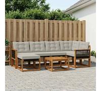 vidaXL Set di divani da esterno 7 pcs Naturale e Grigio Chiaro