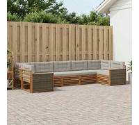 vidaXL Set di divani da esterno 7 pcs Naturale e Grigio Chiaro, Divano da giardino, set moderno per esterni, posti comodi, lounge a bordo piscina, design funzionali per patii