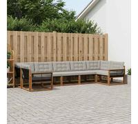 vidaXL Set di divani da esterno 7 pcs Naturale e Grigio Chiaro, Divano da Giardino Elegante, Set Sezionale Moderno, Mobili per Patio, Seduta Resistente per Rilassanti Incontri