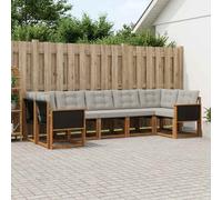 vidaXL Set di divani da esterno 7 pcs Naturale e Grigio chiaro, Set Lounge da Giardino Moderno, Divano Robusto, Patio Elegante, Mobili Esterni per un Comfort Assoluto