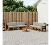 vidaXL Set di divani da esterno 7 pcs Naturale e Grigio Chiaro